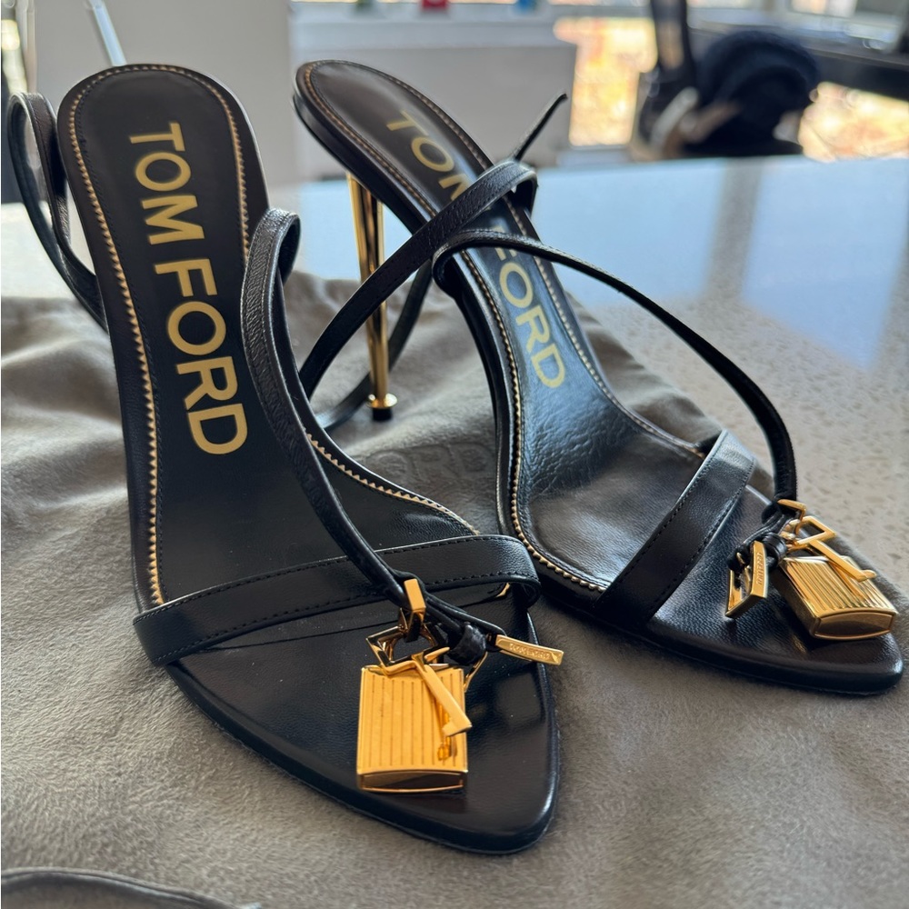 SOLD Tom Ford Black Padlock Sandal, Size 36.5, shoe bags included
